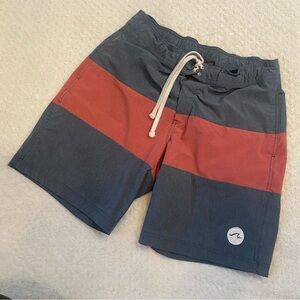 H&M Blue/Red Block Drawstring Swimming Shorts Size L